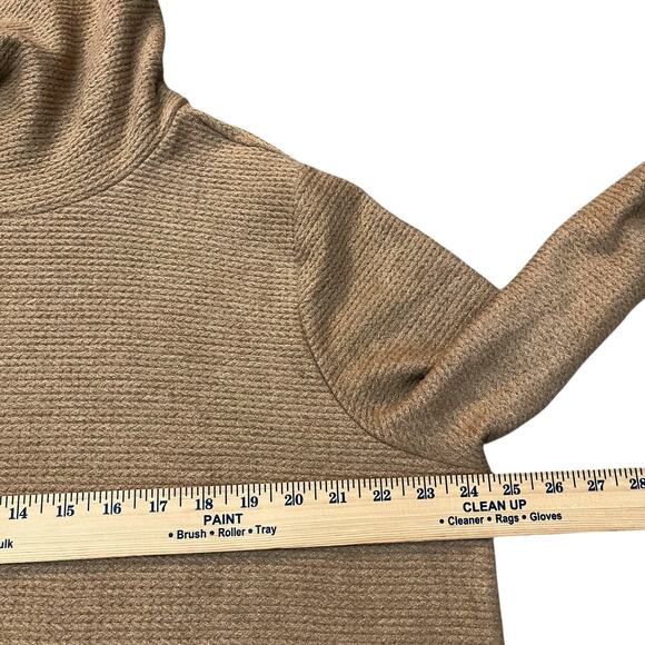 Lands End Textured Cable Knit Top 1X Cowl Neck Light Brown Long Sleeve Classic - Picture 6 of 10